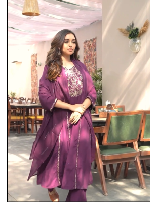 Pure viscous silk fabric Computer + handwork |Chiffon dupatta
