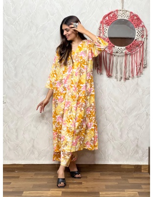Rayon A-Line Plazo Set (M-2XL) | Casual &amp; Office wear | Yellow Color