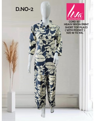 Heavy Rayon Print Short Top &amp; Plazo Coord Set (M-2XL)